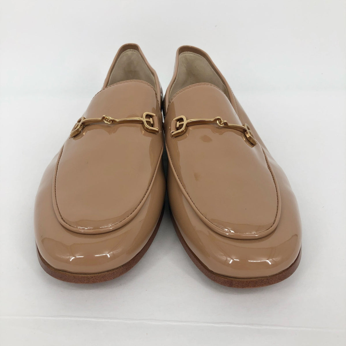 SAM EDELMAN Womens Loraine Loafers Size 7.5 Wide Beige Patent Leather NIB