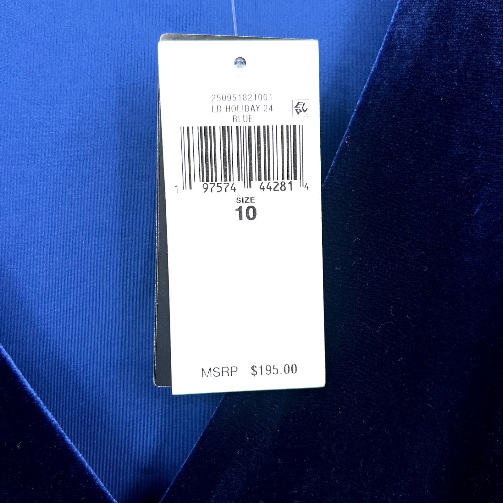 LAUREN RALPH LAUREN Women's Surplice V Neck Velvet Midi Dress Size 10 Blue NWT