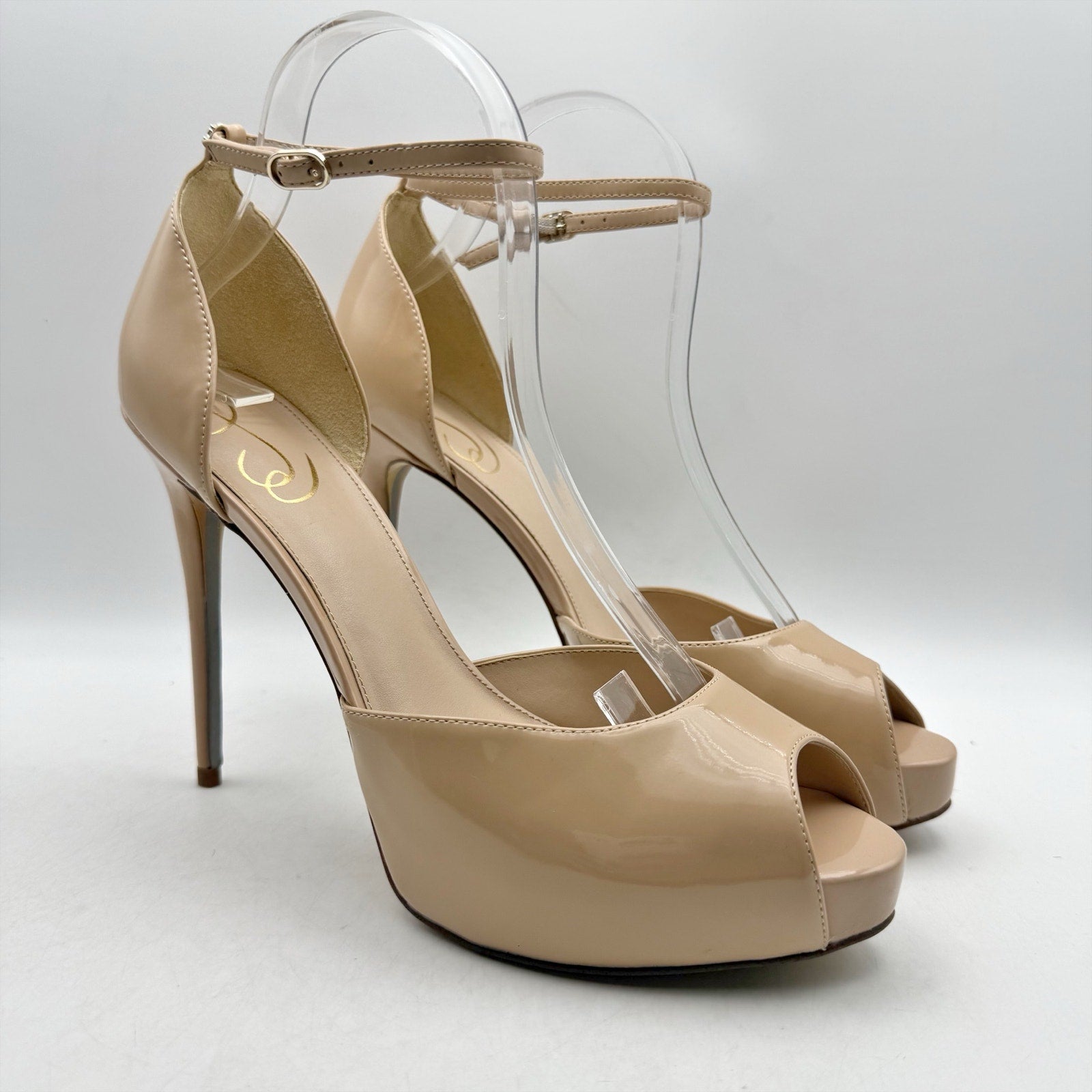 Sam Edelman Womens Florencia Heels Size 10.5 Nude Patent Leather Stiletto NWOB