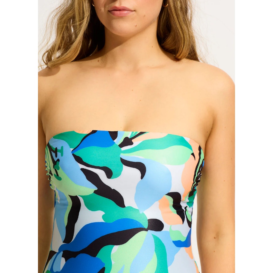 SEAFOLLY Rio Bandeau One Piece Swimsuit Size 6 DD Green Jade Strapless NWT