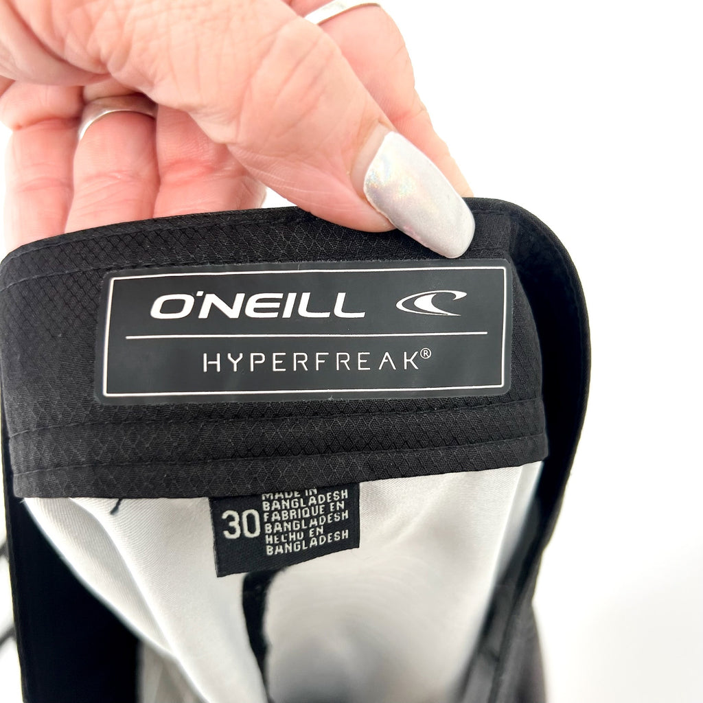 O'NEILL Mens Hyperfreak Lincoln Board Short Size 30 Small Black Grey Stripe NWOT