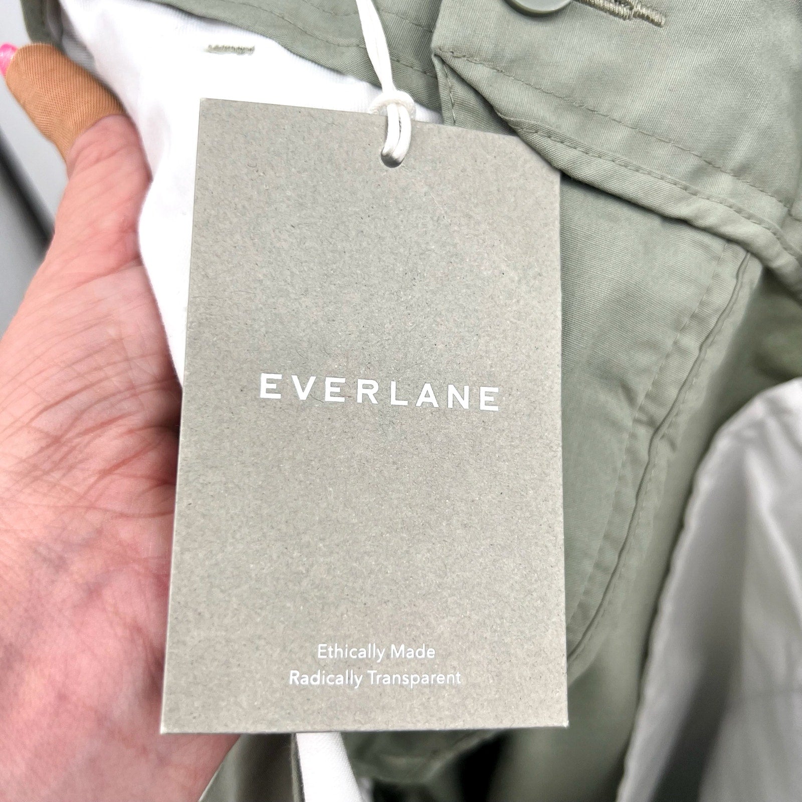 EVERLANE Mens Air Chino Pant 33x32 Sage Green Stretch Cotton Poplin Slim Fit NWT