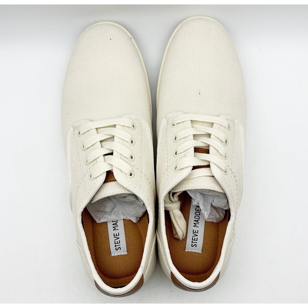 STEVE MADDEN Mens Fenta Casual Sneakers Size 9.5 M Cream White Fabric NIB