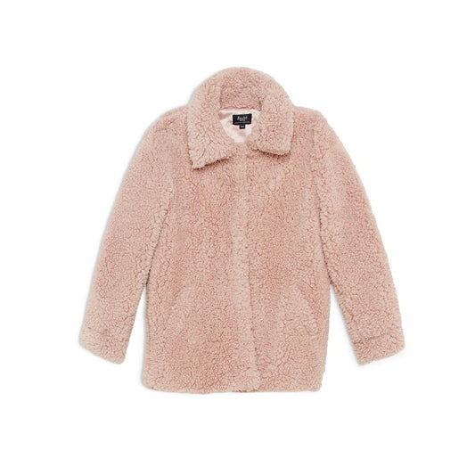 BARDOT JUNIOR Girl's Milly Soft Teddy Jacket XL US 14 Pink Musk Faux Fur NWT