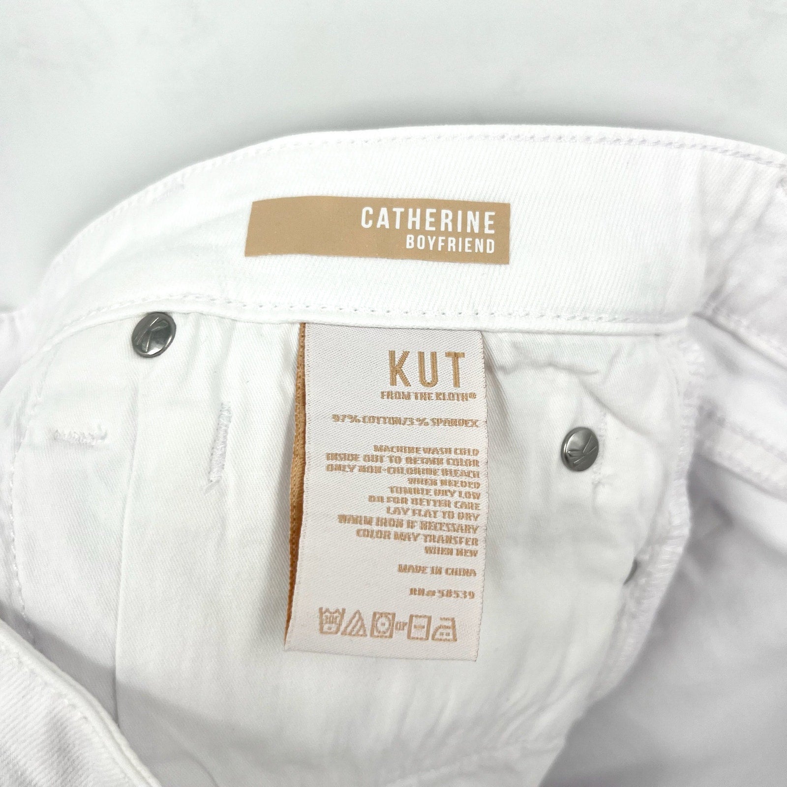 KUT FROM THE KLOTH Womens Catherine Boyfriend Jeans Size 10 Optic White NWT
