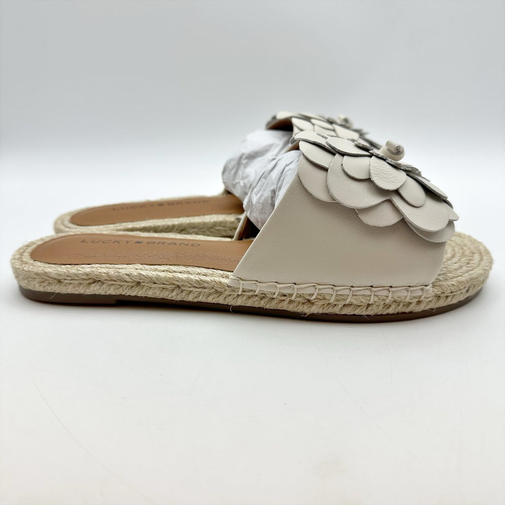 Lucky Brand Womens Biricha Slide Sandals Size 7 M Grey Taupe Leather NIB