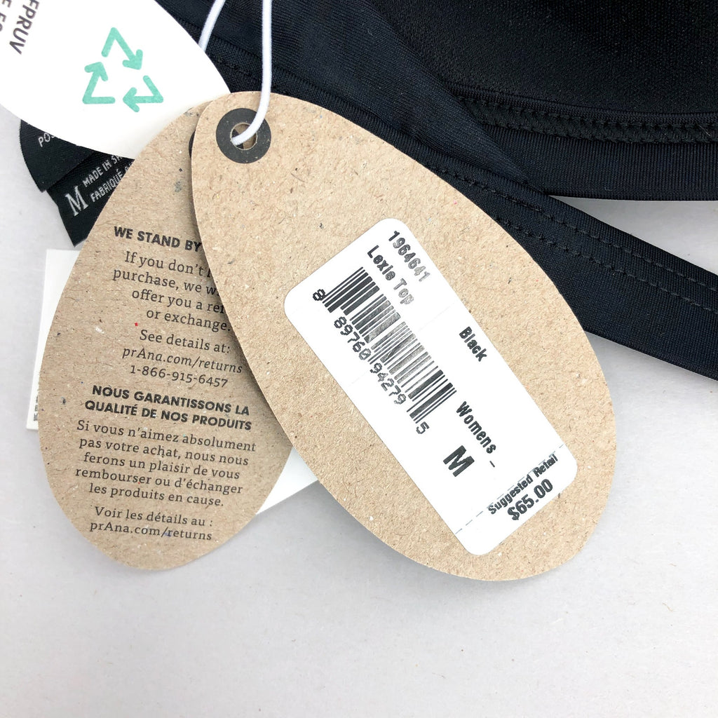 PRANA Women's Lexie Halter Bikini Top Medium Black Stretch UPF 50+ NWT