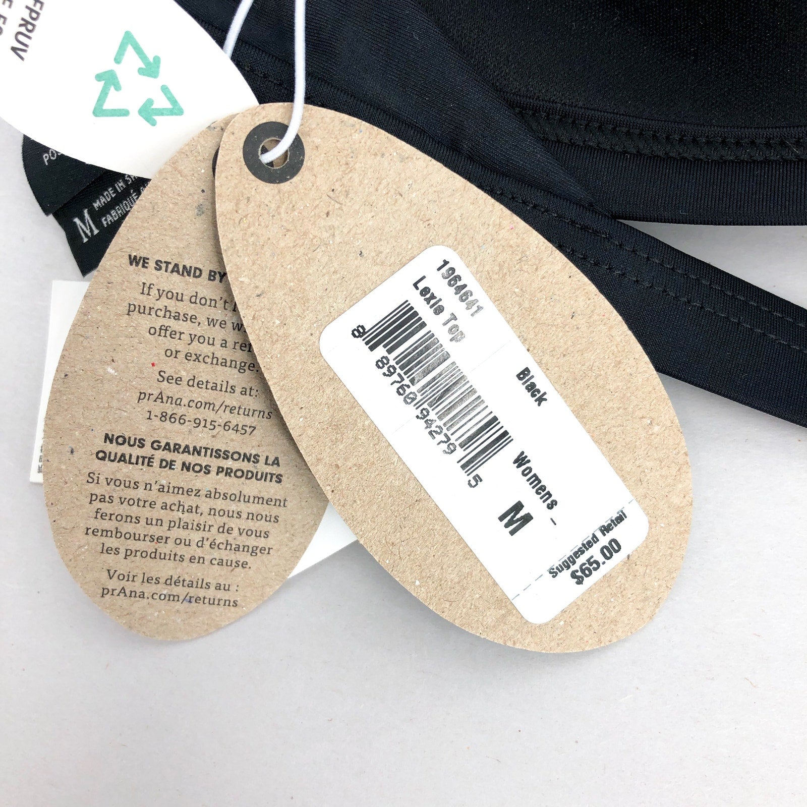 PRANA Women's Lexie Halter Bikini Top Medium Black Stretch UPF 50+ NWT