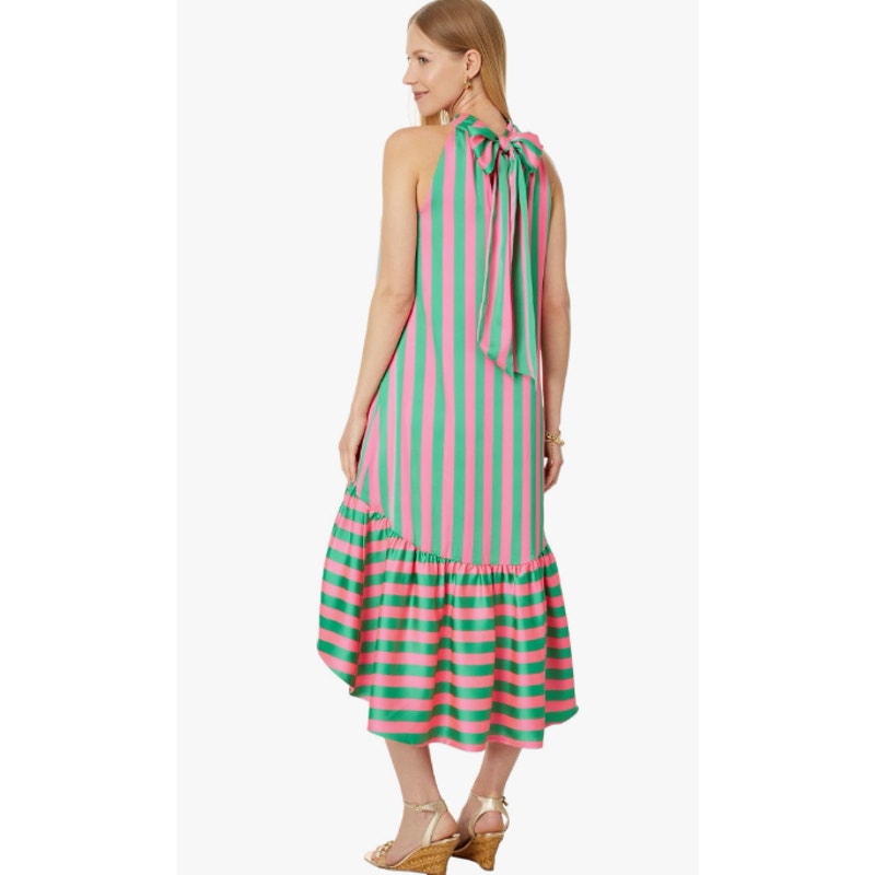 LILLY PULITZER Steph Halter Maxi Dress Size 6 Roxie Pink Green X Wide Stripe NWT