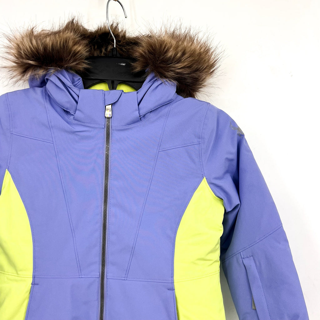 SPYDER Girl's Lola Ski Jacket SIZE 7 Purple Green Insulated Hooded NWT