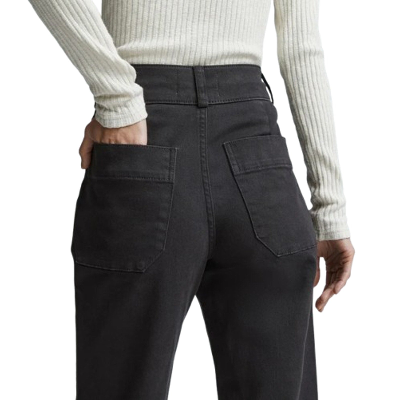 EVERLANE Women's The Organic Straight-Leg Pants Size 6 Black Utility Pockets NWT
