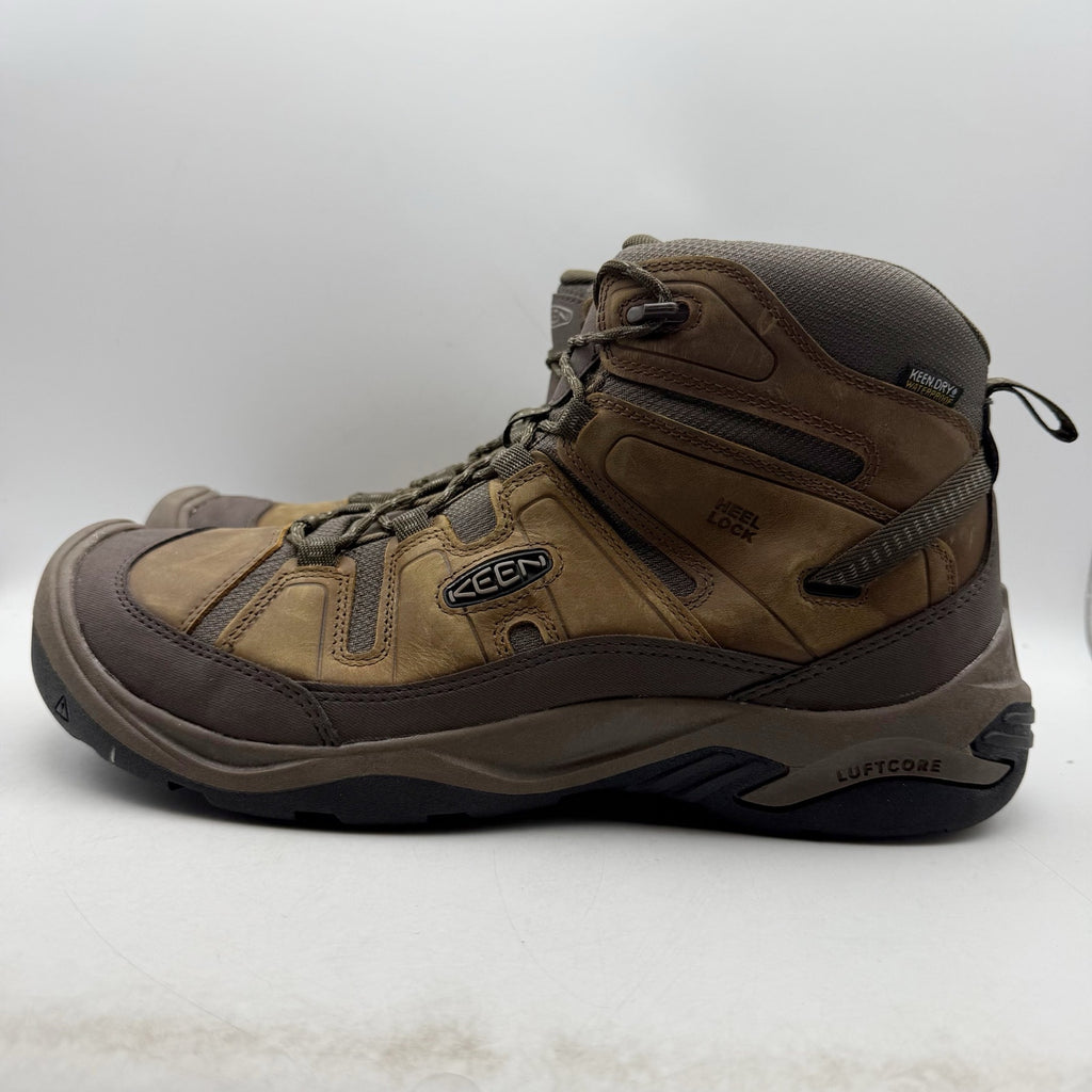Keen Mens Circadia Mid Hiking Boots US 14 EU 47.5 Brown Leather Waterproof NWOB