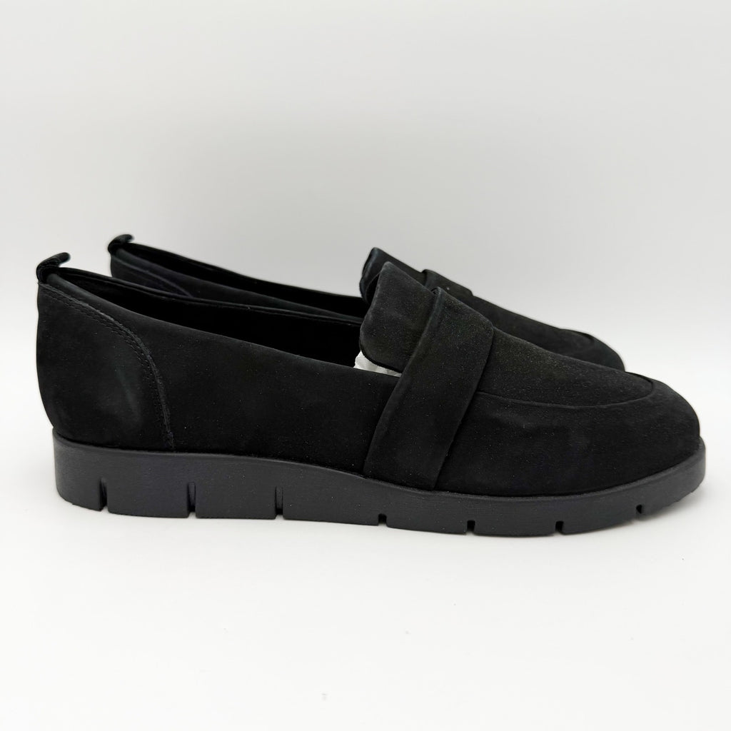 Rockport Womens Ramone Loafers Size 10.5 Wide Black Suede Leather NWOB