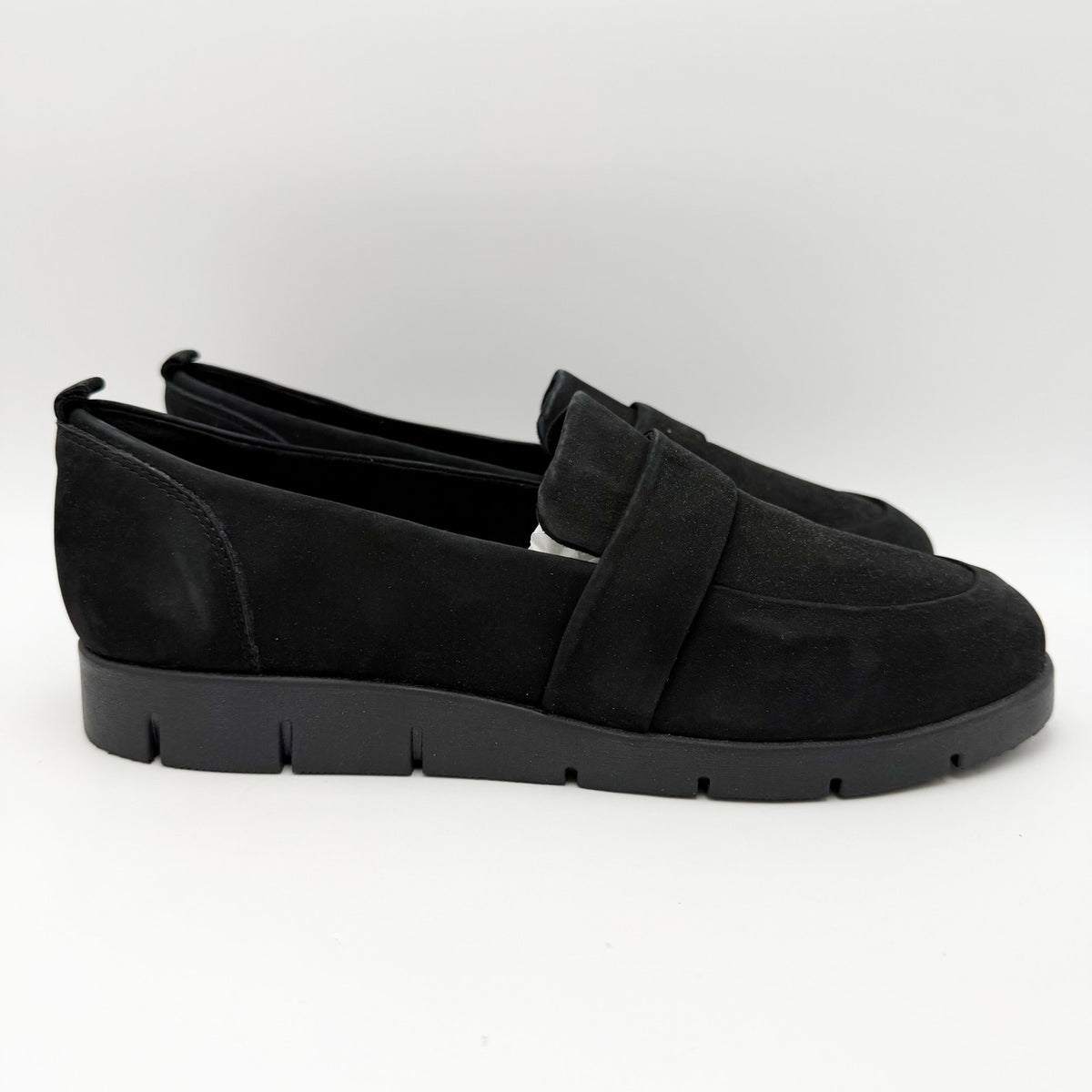 Rockport Womens Ramone Loafers Size 10.5 Wide Black Suede Leather NWOB