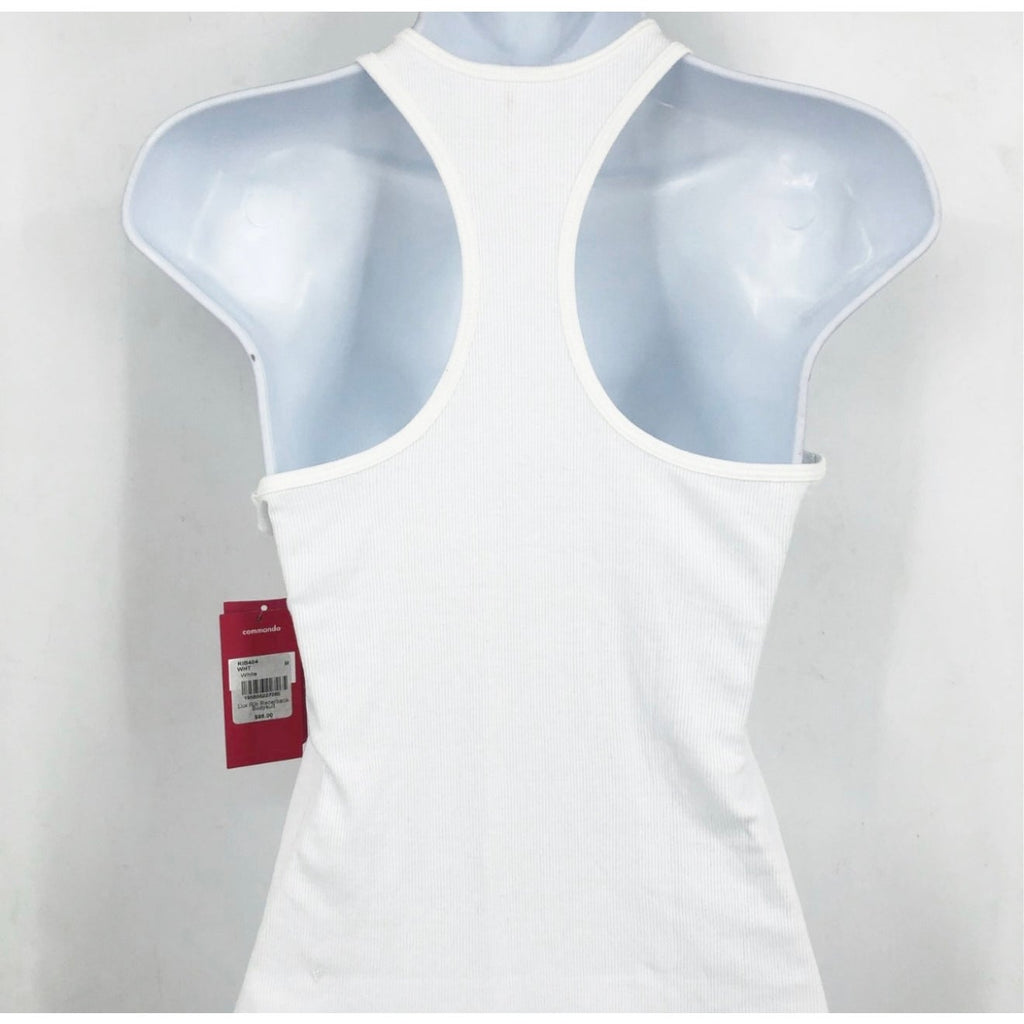 COMMANDO Women's Luxury Rib Racerback Bodysuit Medium White Tank Thong NWT
