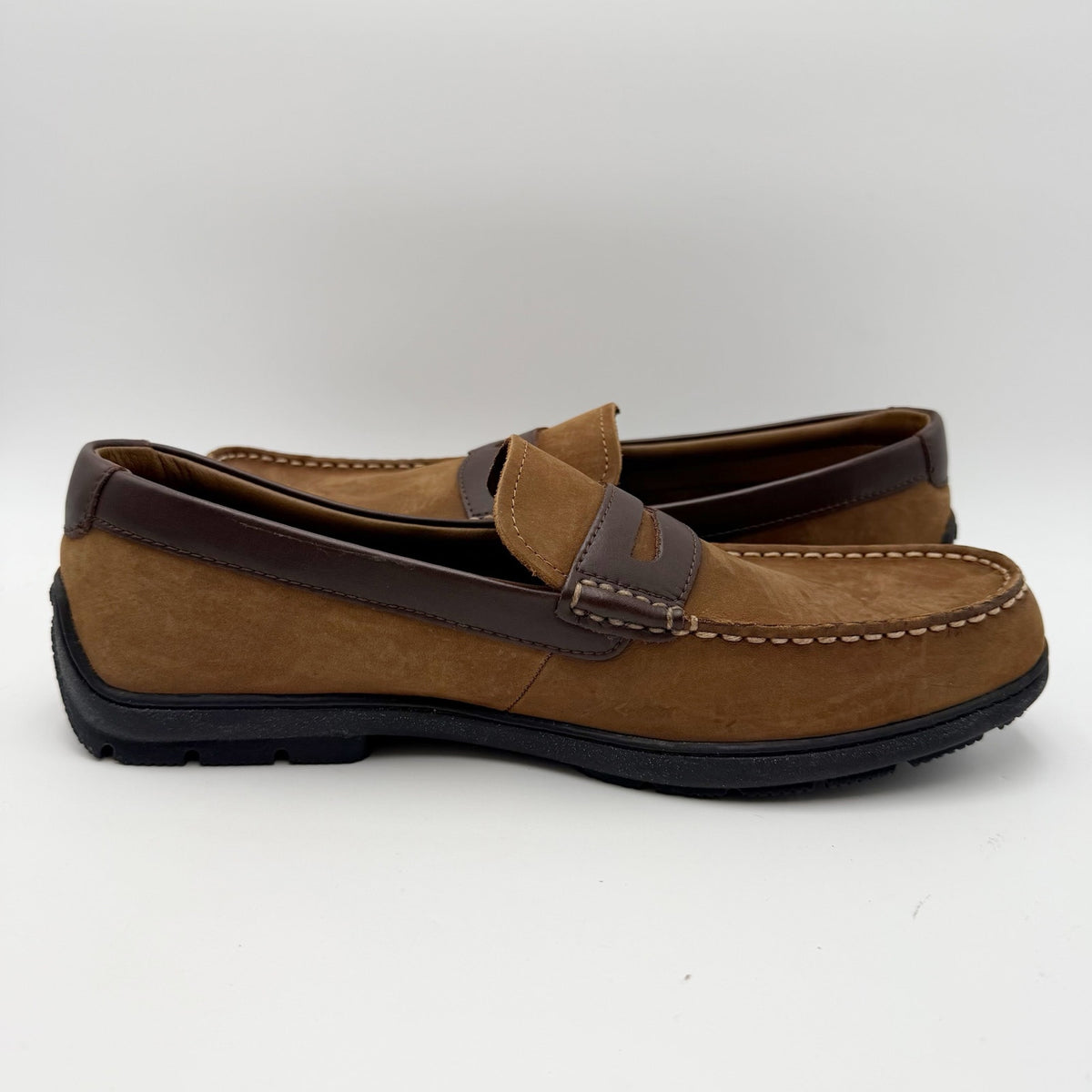 SPERRY Mens Monterey Penny Loafers Size 11.5 Soft Brown Nubuck Leather NWOB