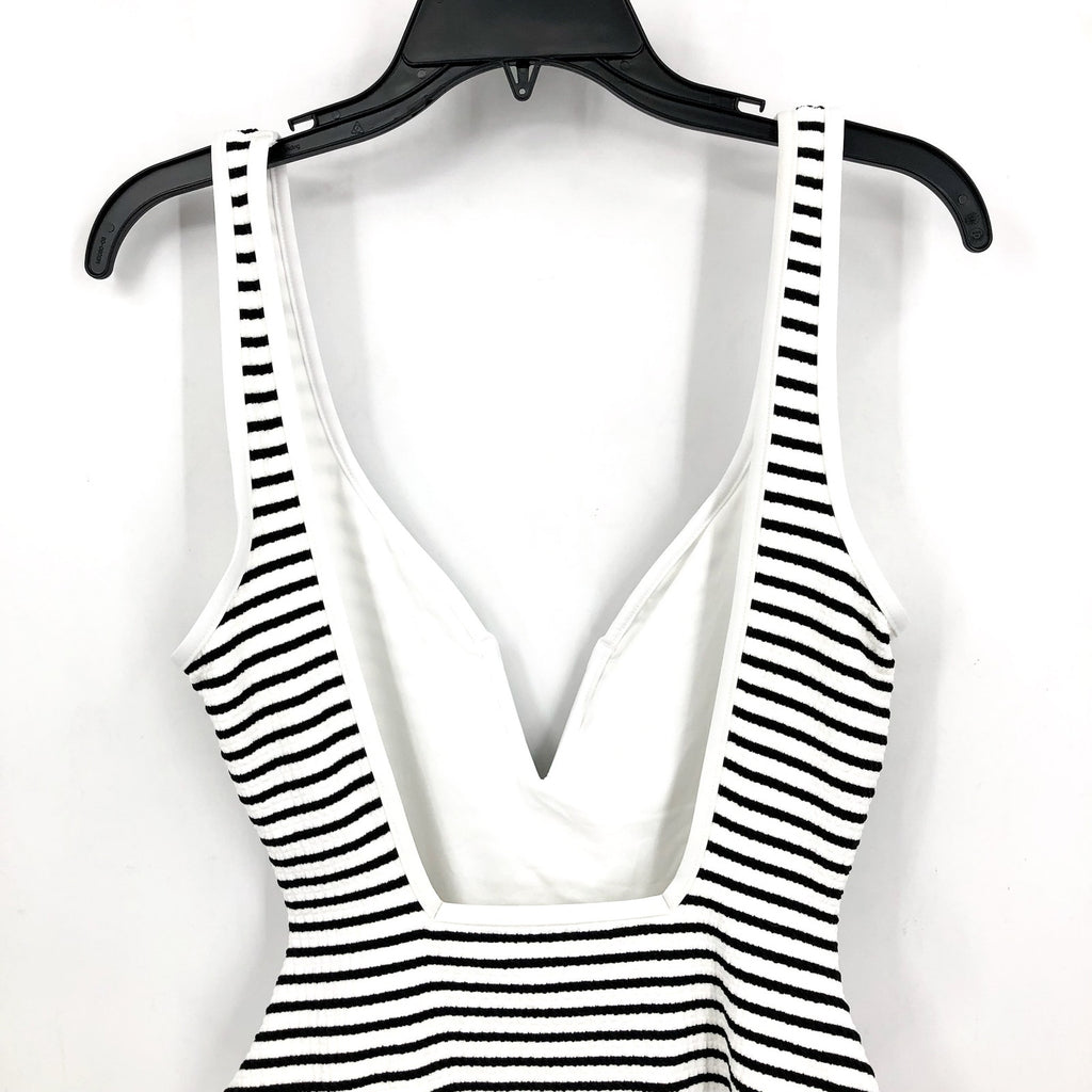 L*SPACE Coco One Piece Swimsuit Large Black White Sailing Along Stripes NWT