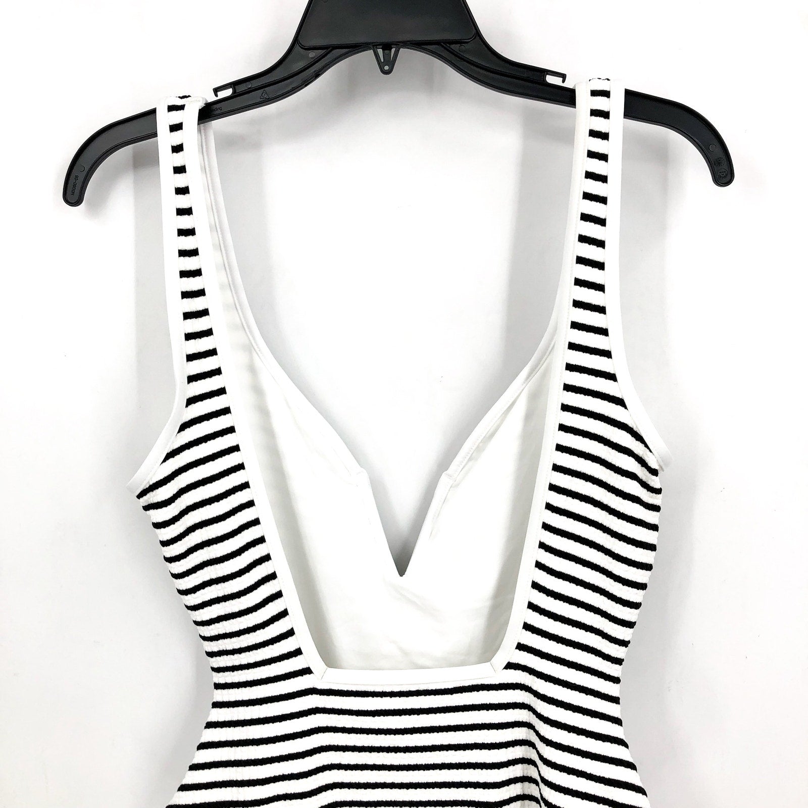L*SPACE Coco One Piece Swimsuit Large Black White Sailing Along Stripes NWT