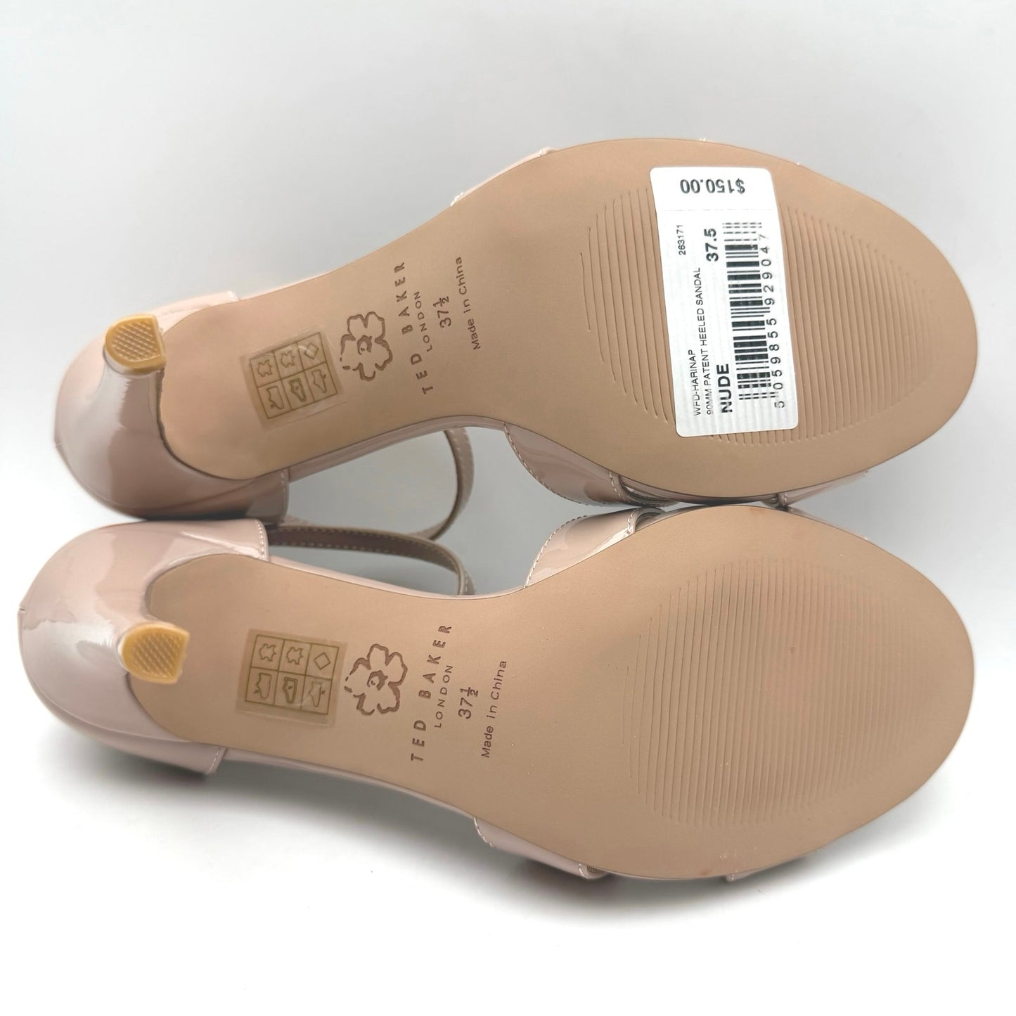 Ted Baker Womens Harinap Heeled Sandals EU 37.5 US 7.5 Nude Leather NIB