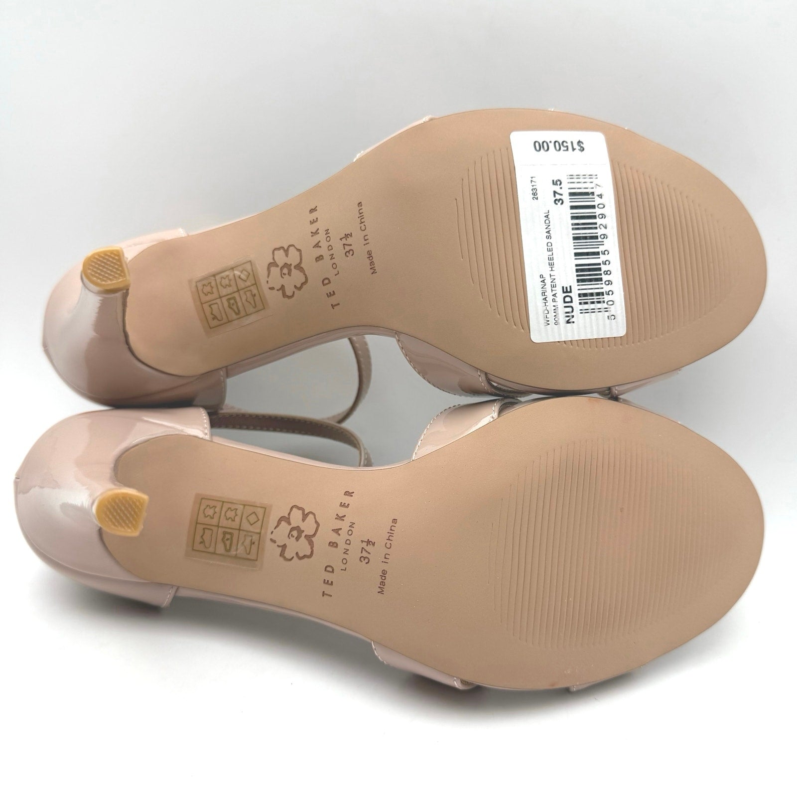 Ted Baker Womens Harinap Heeled Sandals EU 37.5 US 7.5 Nude Leather NIB