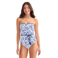 TOMMY BAHAMA Terrazzo Tile Bandeau One Piece Swimsuit Size 6 Blue Floral NWT
