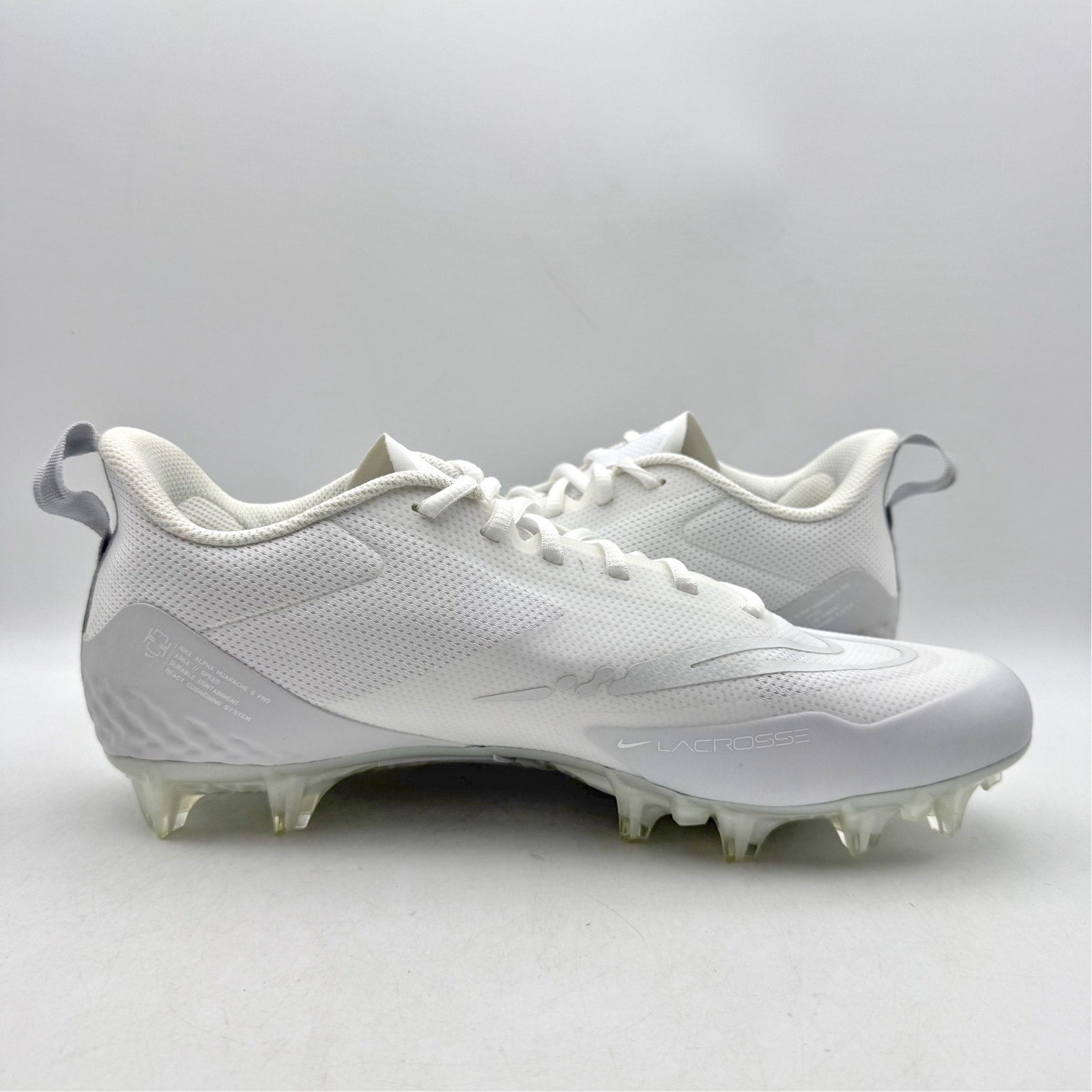 Nike Mens Alpha Huarache 8 Pro LX Lacrosse Cleats US 10 White Athletic NWOB