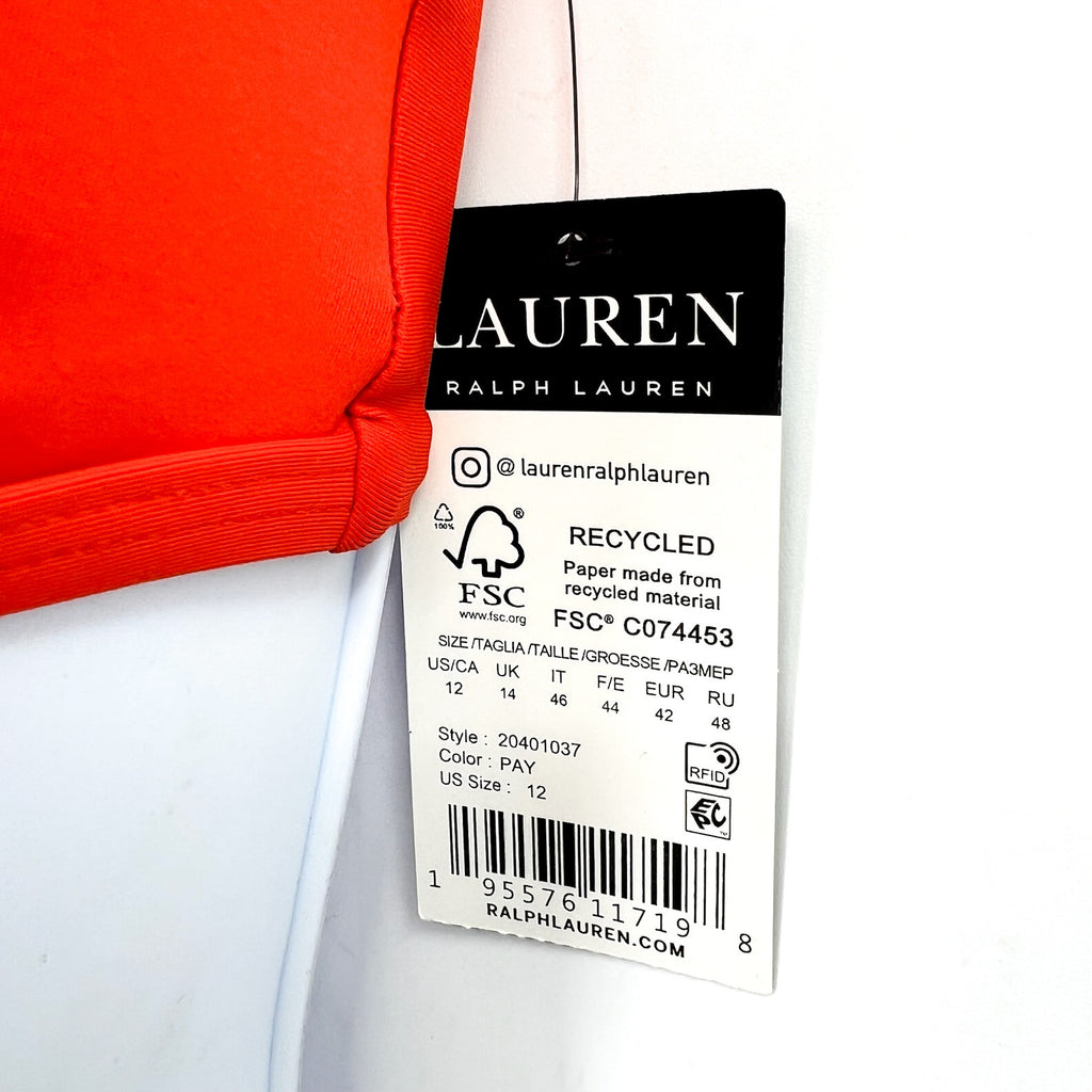 LAUREN RALPH LAUREN Twist-Front Bikini Top Size 12 Red Orange Halter NWT