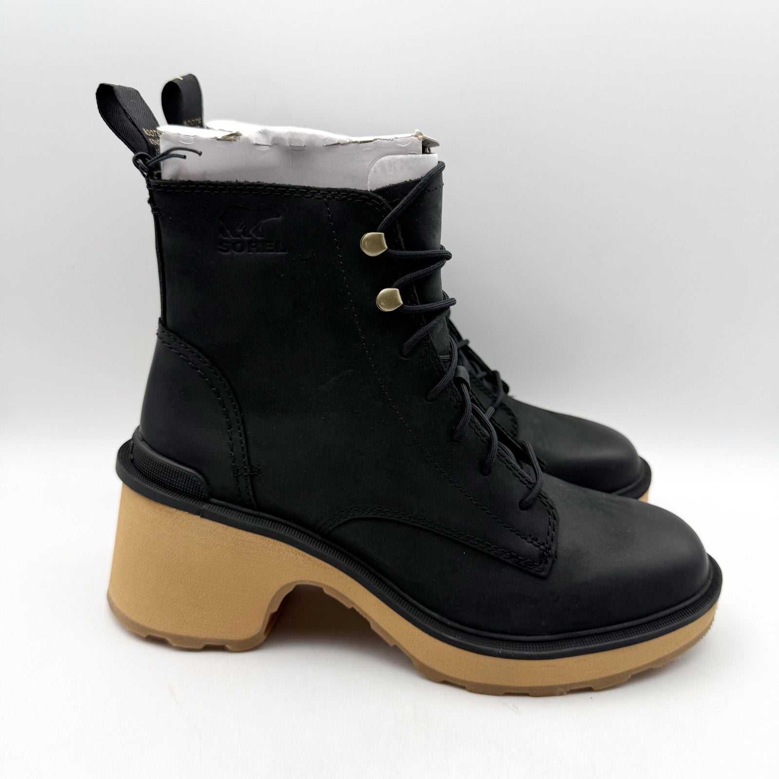 Sorel Womens Hi-Line Heel Chelsea Boots US 7.5 Black Leather Waterproof NIB