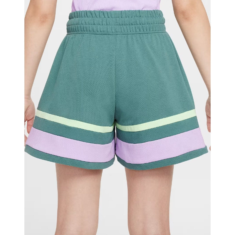 Nike Girls School Athletic Shorts Large Green Bicoastal Stripe Loose Fit NWT