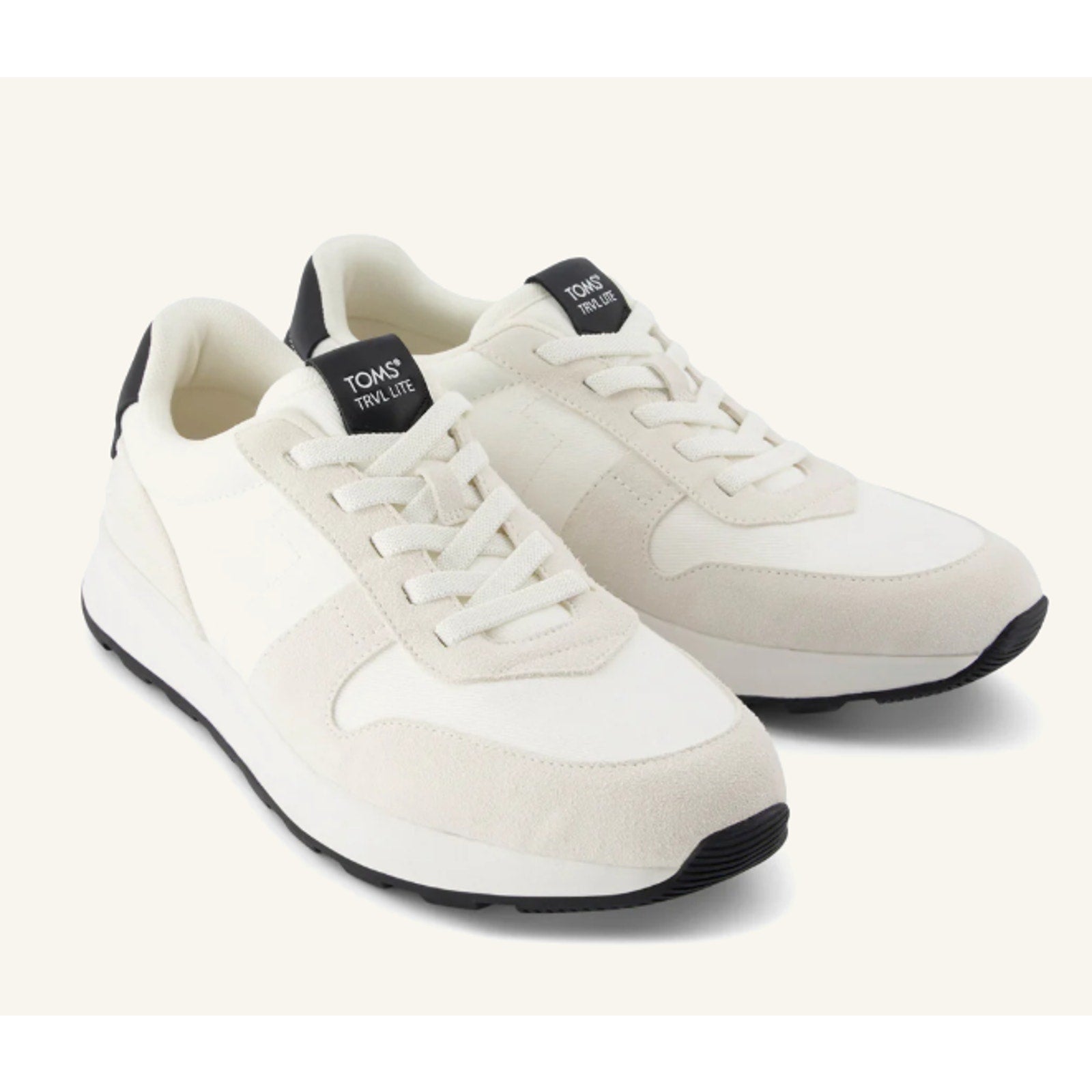 Toms Mens TRVL LITE Retro Runner Casual Sneaker Size 8 White Suede Twill NIB