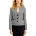 LE SUIT Women's Cropped Blazer Size 12 Black White Houndstooth Check NWT