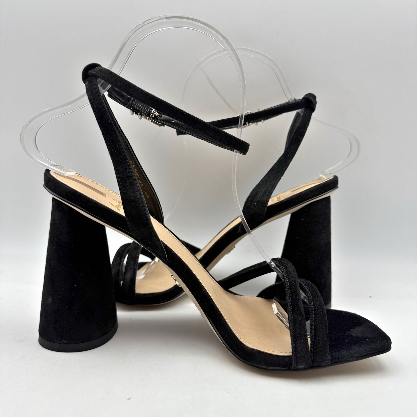 Sam Edelman Womens Kia Heeled Sandal US 7 EU 37 Black Suede NWOB