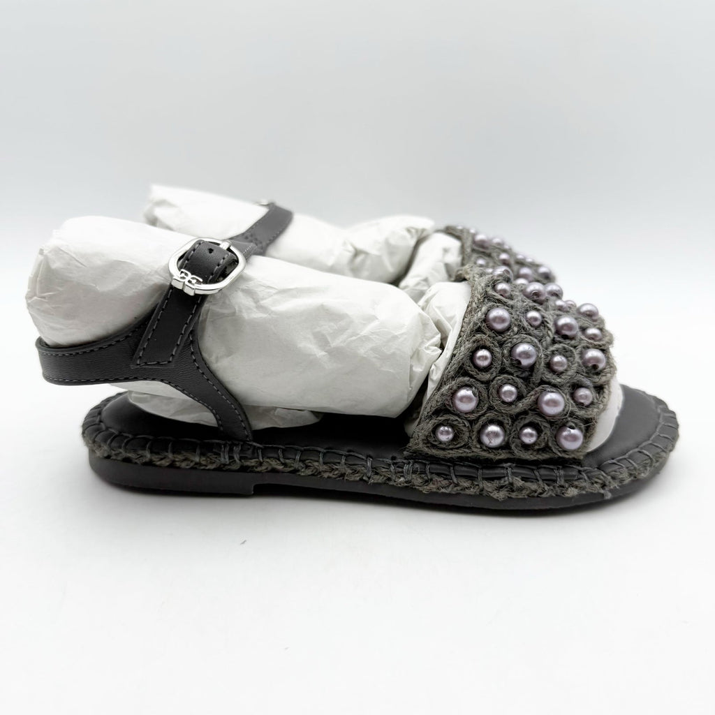 Sam Edelman Kids Holly Sandals Size 1 M EU 32 Mockingbird Grey Linen NIB