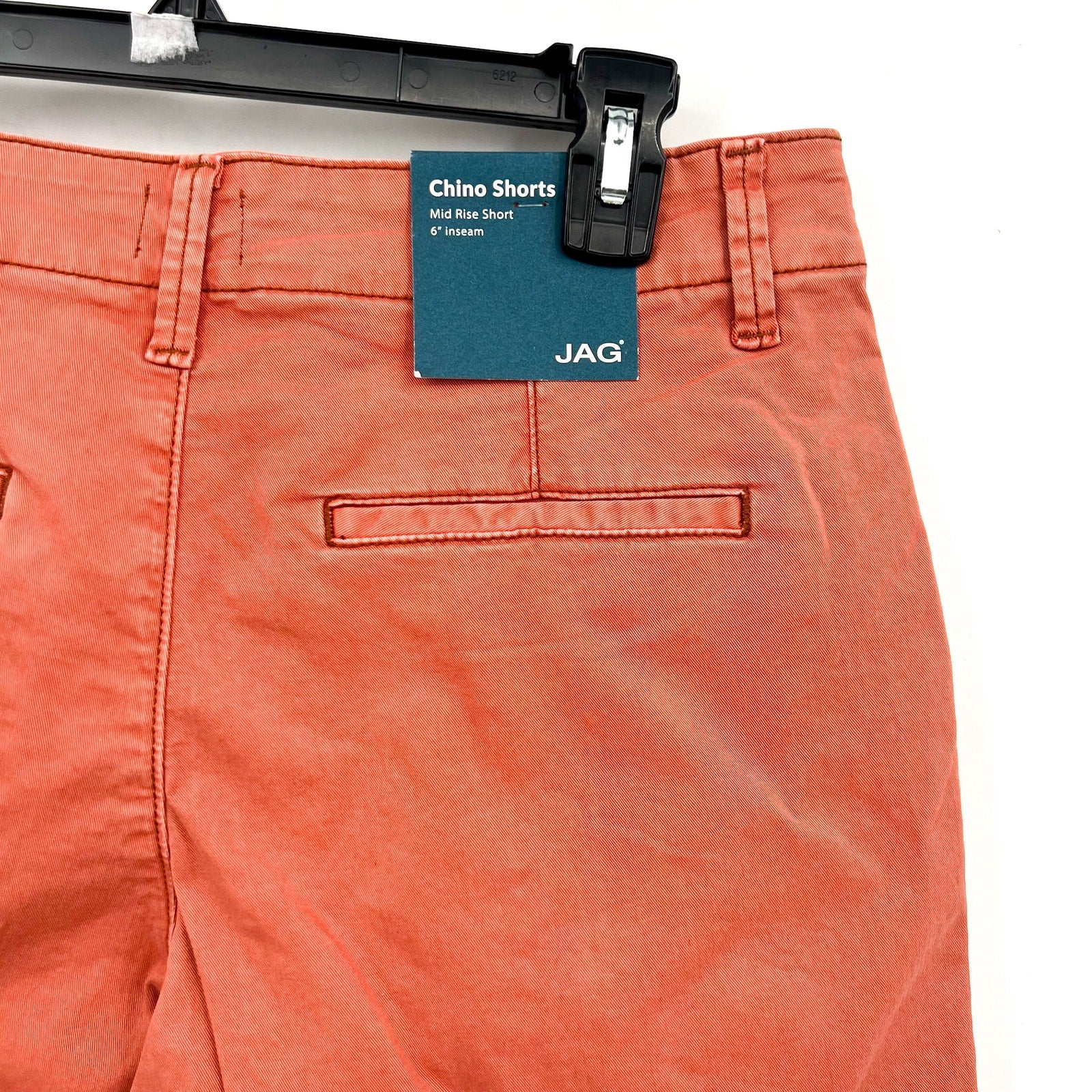 JAG JEANS Women's Fabric Dyed Chino Mid Rise Shorts Size 6 Orange Chutney NWT