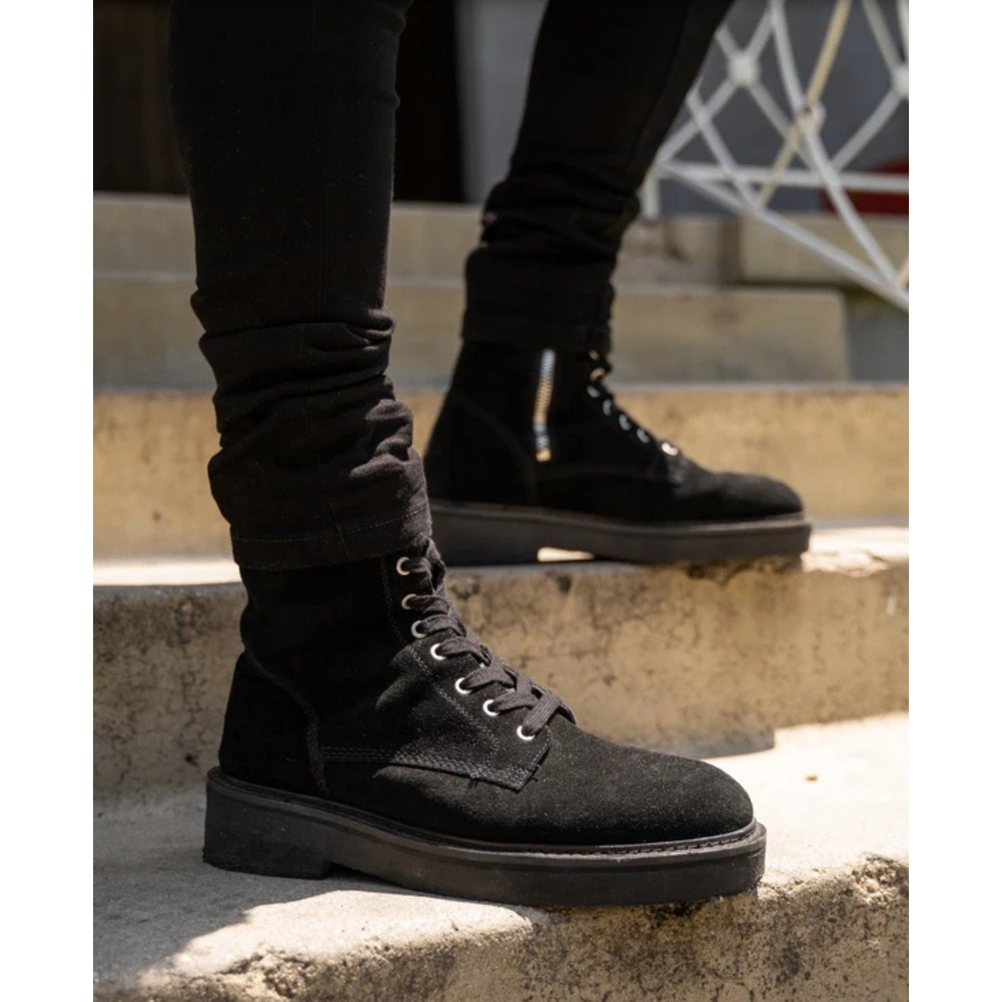 Saint Morta Men's Chunky Boots Size 12 EU 46 Black Suede Lace Up NIB