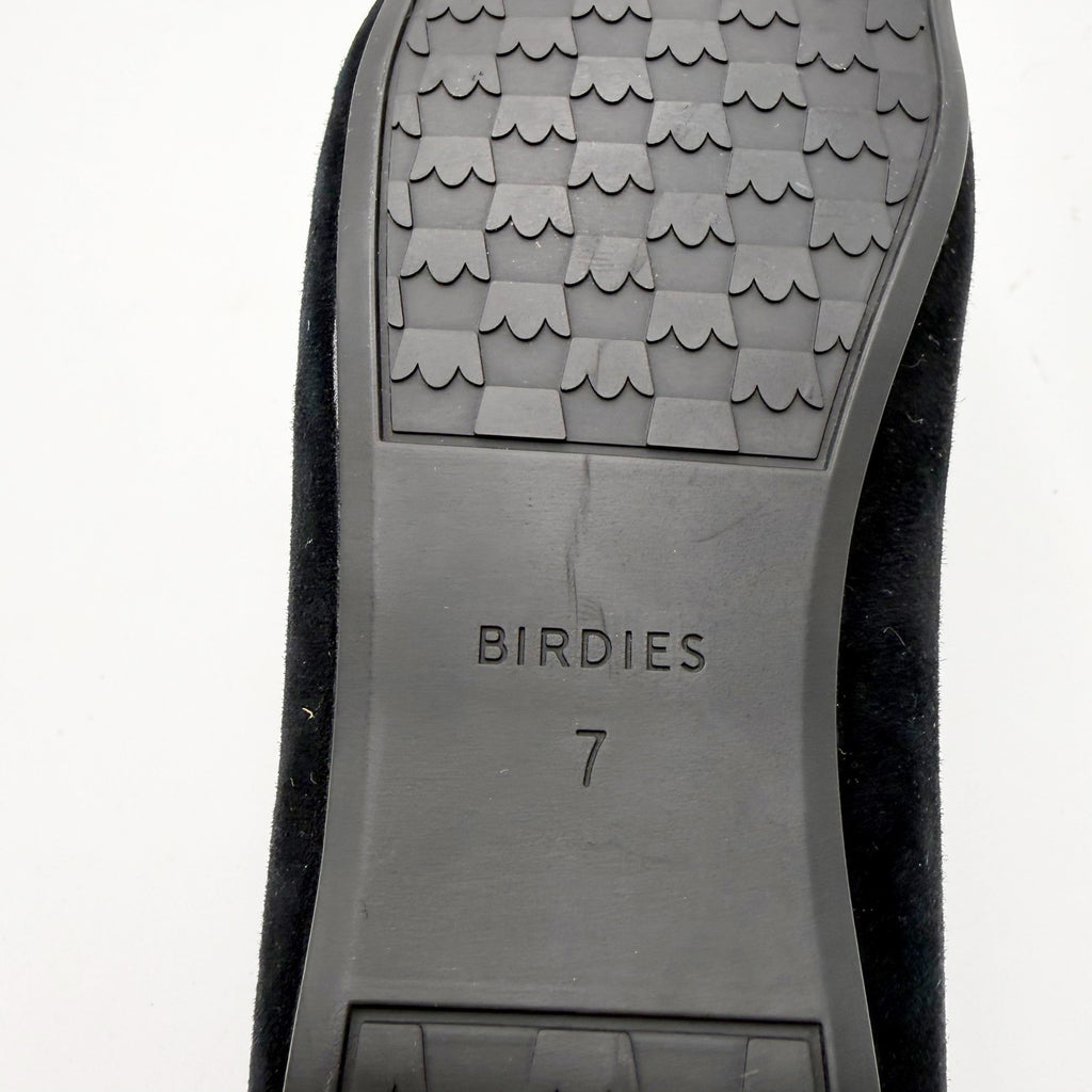 Birdies Womens The Goldfinch 15 Ballet Flat Size 7 Black Suede Pointed Toe NWOB