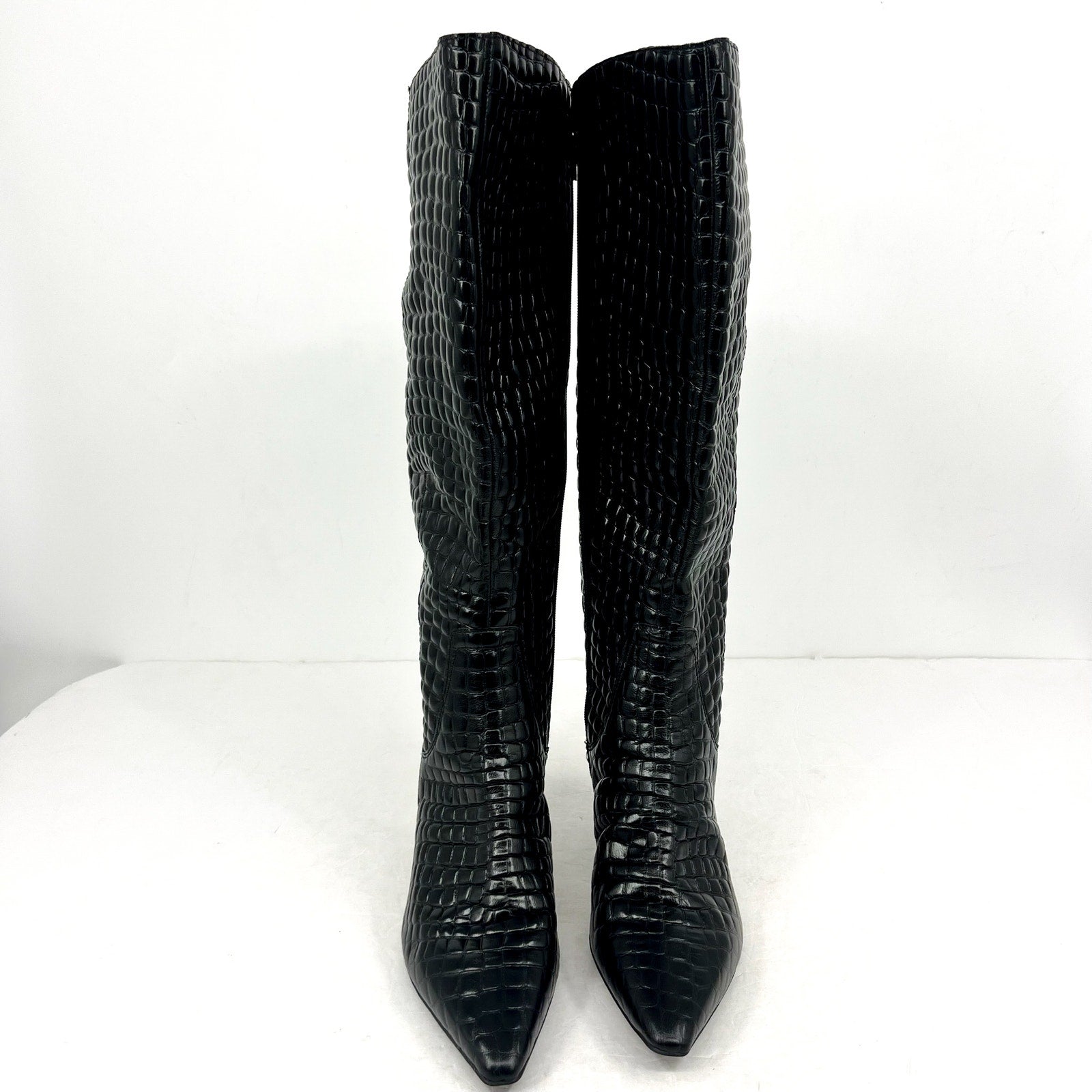 Naturalizer Deesha Knee High Boot US 11 WIDE- EXTRA WIDE CALF Black Croco NWOB