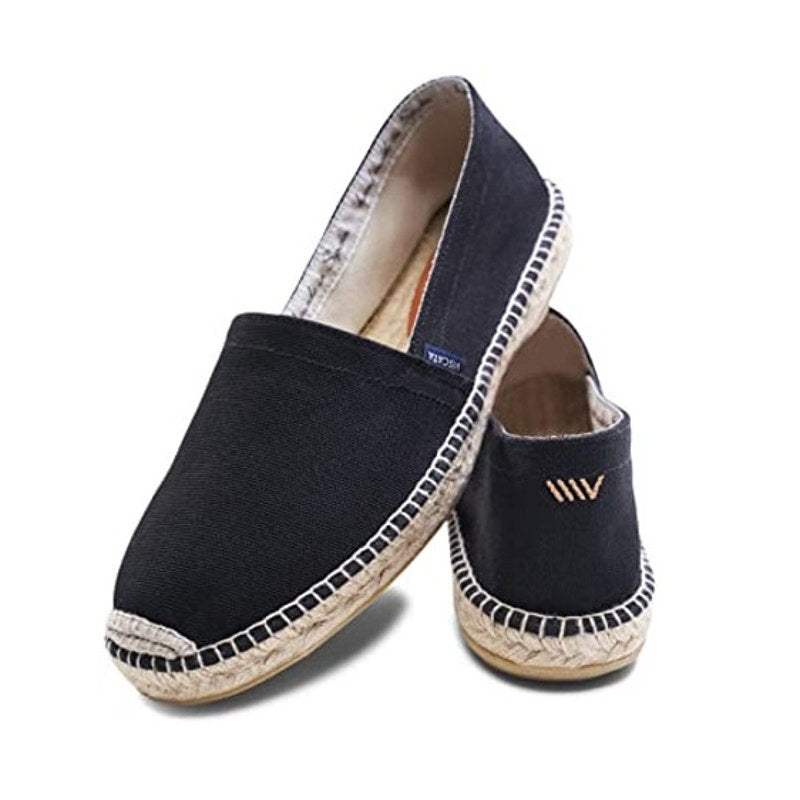 VISCATA Mens Sitges Espadrille Flats EU 42 US 9 Black Slip On NIB