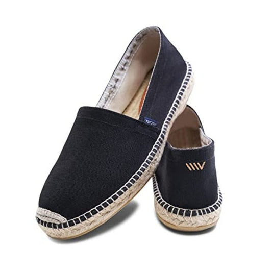 VISCATA Mens Sitges Espadrille Flats EU 42 US 9 Black Slip On NIB