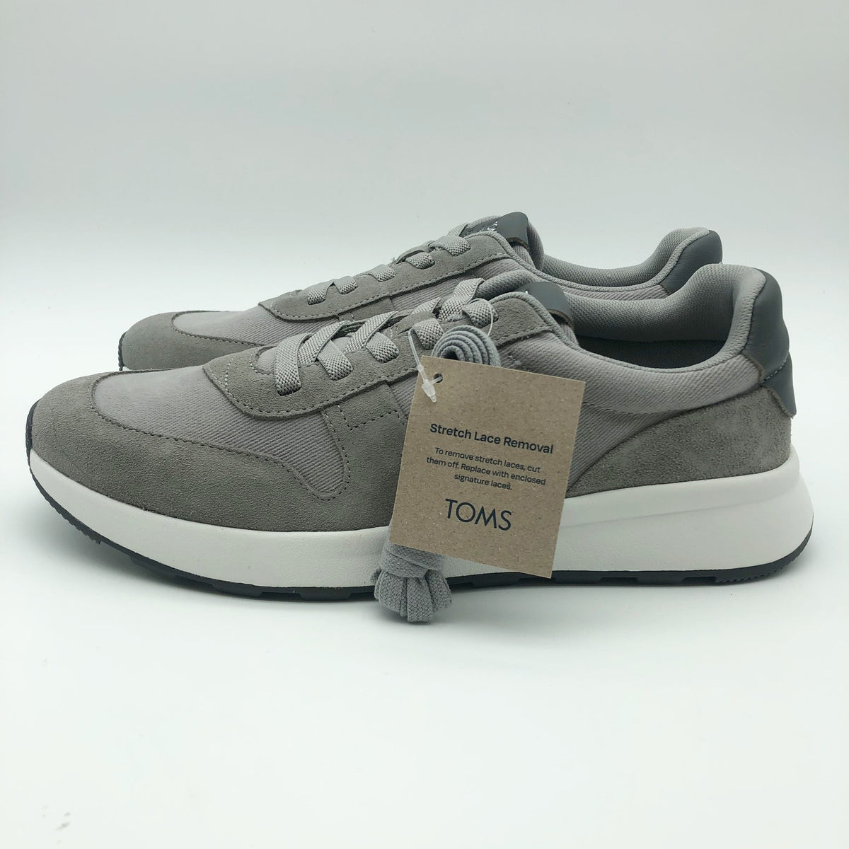 Toms Mens TRVL LITE Retro Runner Sneakers Size 10 Drizzle Grey Suede Twill NIB