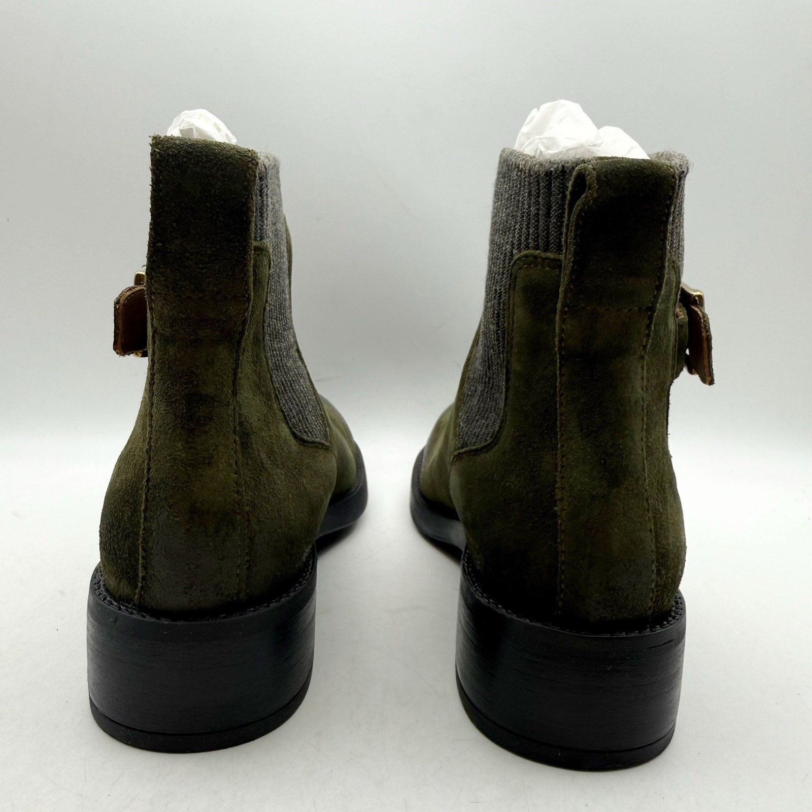 Cammina Womens Salerno Ankle Boots Size 7.5 Olive Green Suede NWOB
