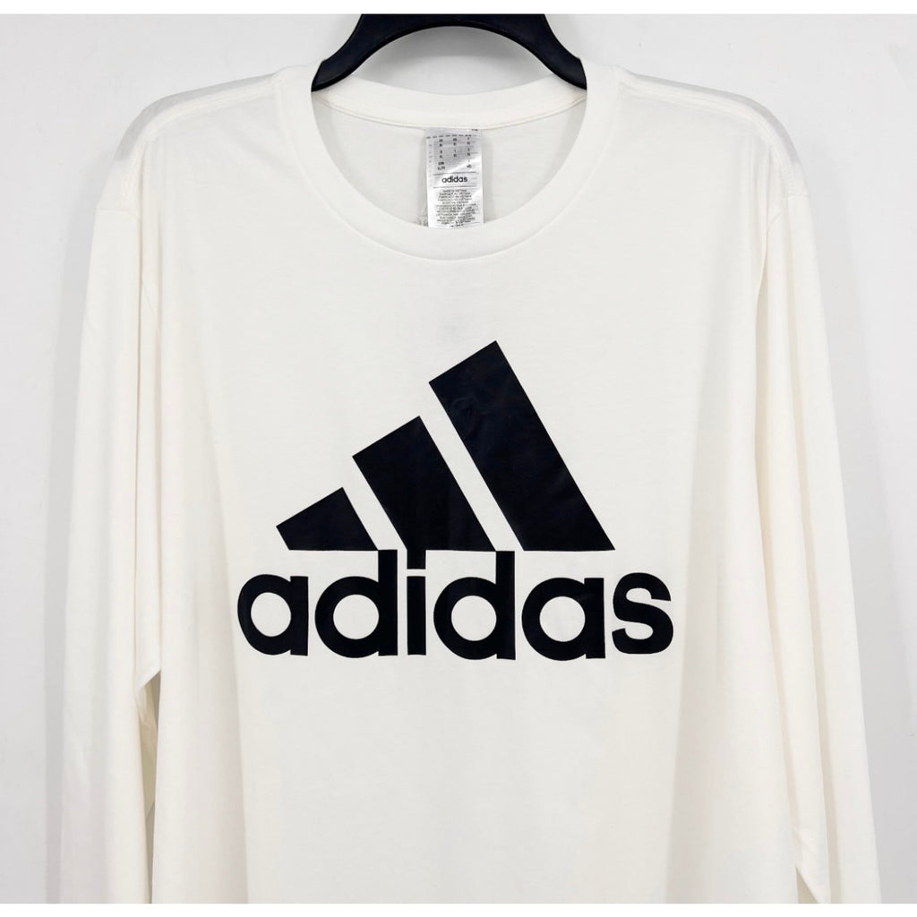 ADIDAS Men's Big Logo Single Jersey Shirt XL White Long Sleeve NWT
