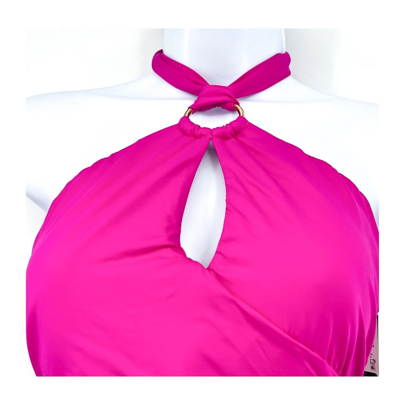 LAUREN RALPH LAUREN O-Ring One-Piece Swimsuit Size 10 Freesia Pink High-Neck NWT