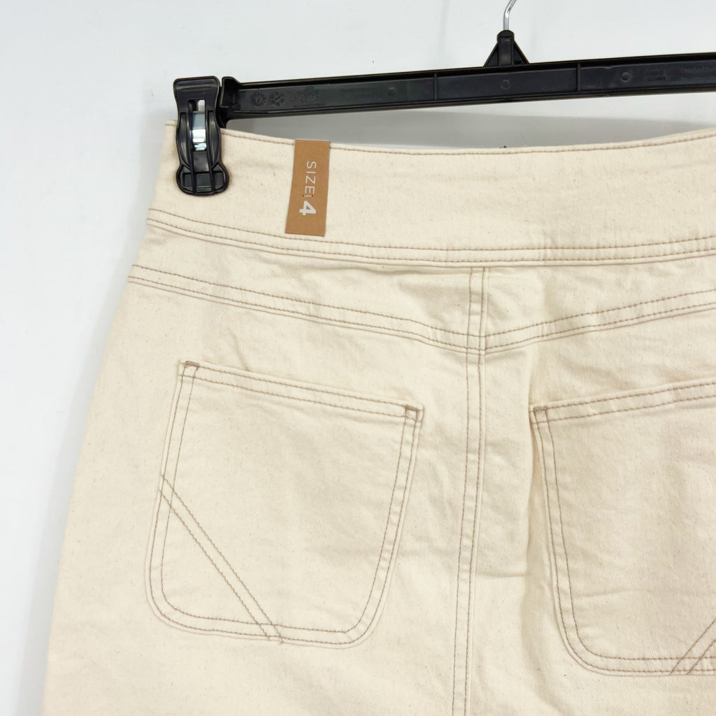 PRANA Womens Broadway Denim Skirt Size 4 Natural Cream Knee Length Stretch NWT