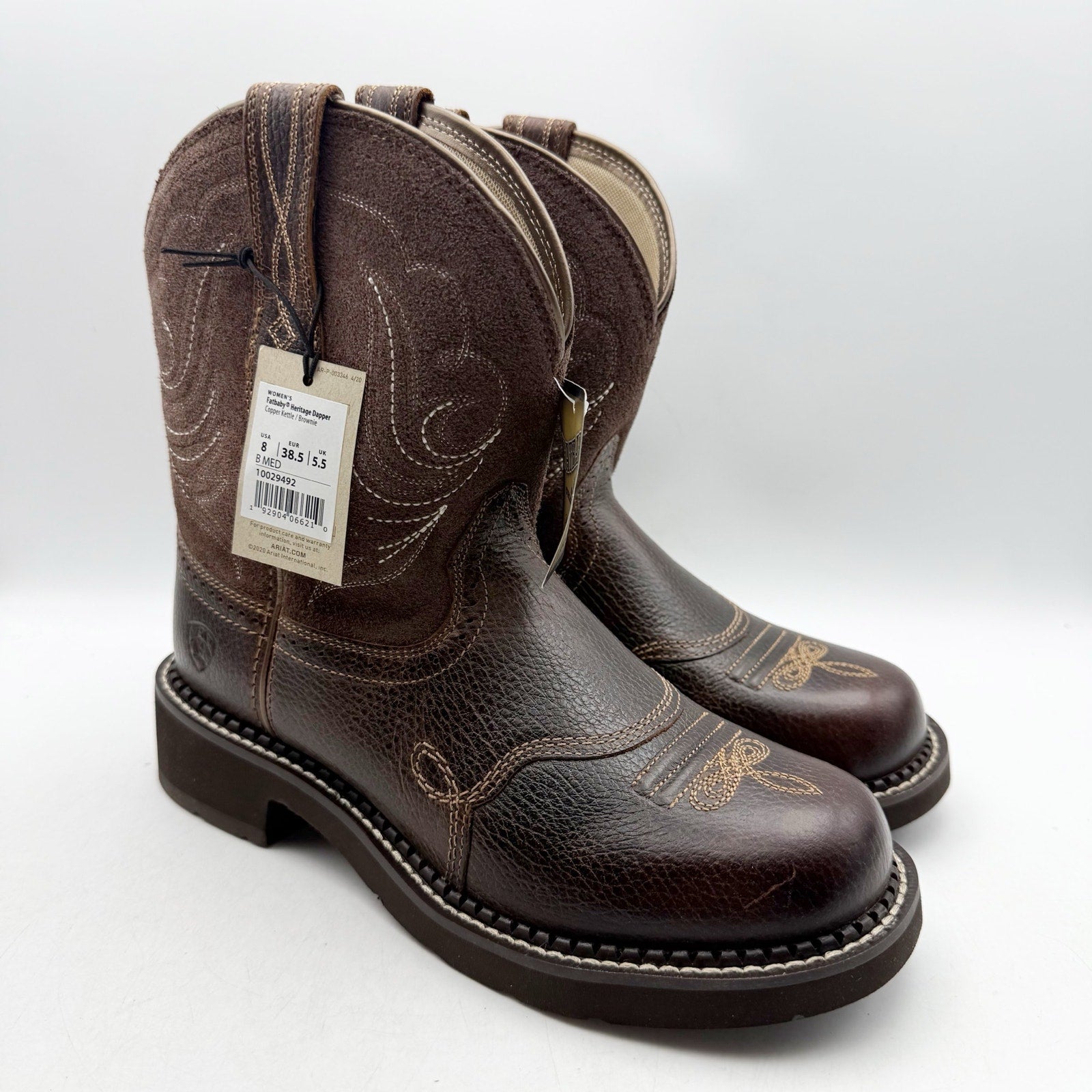 Ariat Womens Fatbaby Heritage Cowboy Dapper Boots US 8 M Brown Leather NWOB