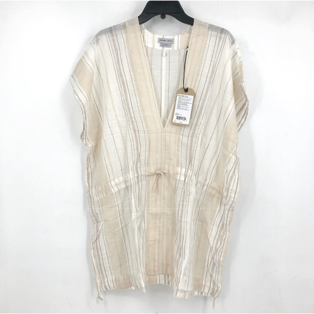 PRANA Women's Marina Bay Tunic Large White Swim Cover Up Short Sleeve NWT