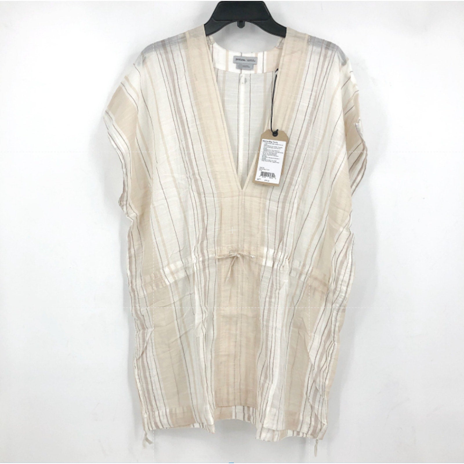 PRANA Women's Marina Bay Tunic Large White Swim Cover Up Short Sleeve NWT