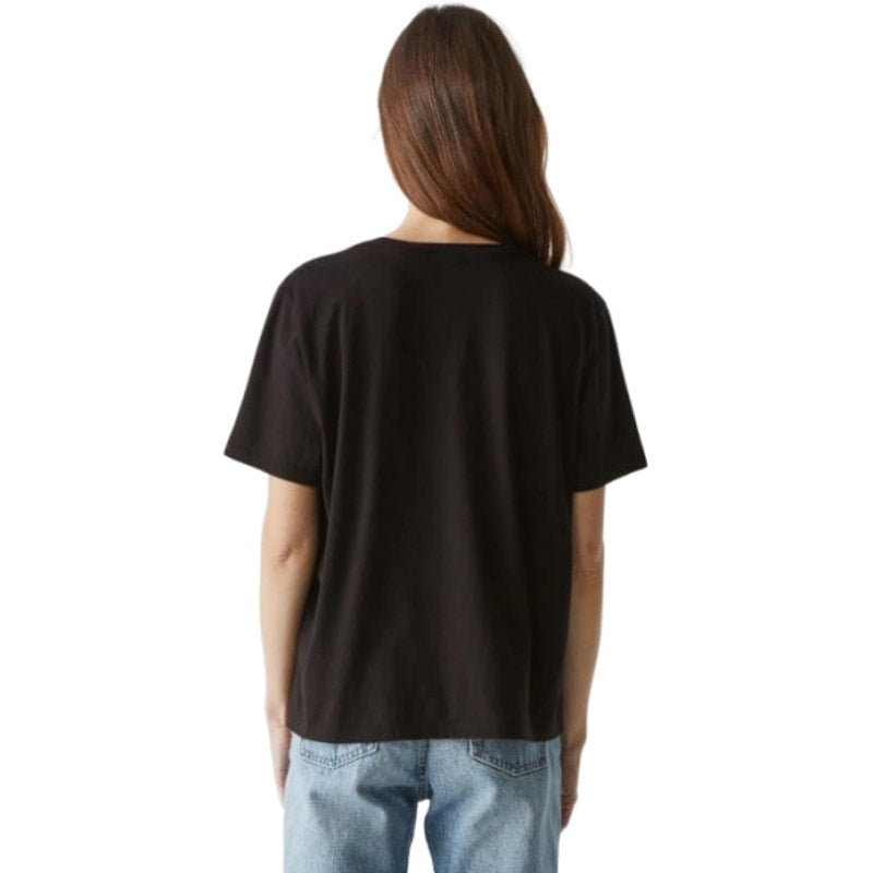 MICHAEL STARS Women's Becca Crew Neck Tee Small Black Cotton Short Sleeve NWT