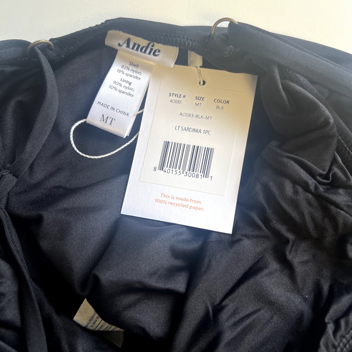 ANDIE SWIM Sardinia One Piece Plunge Swimsuit Medium Tall Black