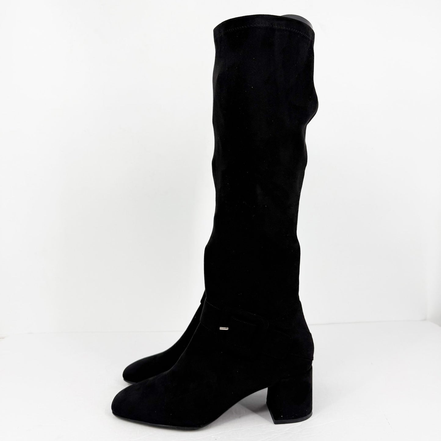 Vaneli Womens Sorina Tall Boots Size 11M Black Suede Slip On Flared Heel NIB